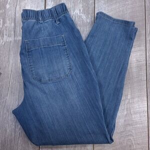 Judy Blue Pull On Jeans Womens 14W Blue Denim High Rise Patch Pocket 88446